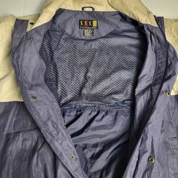 Foursome XL TG Jacket Windbreaker Beige Blue Color Block Full Zip Golf Mens - Picture 7 of 9